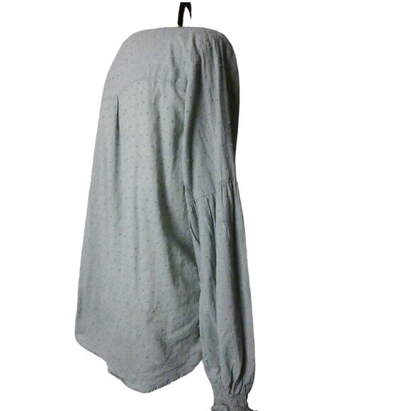 Kori America Women's Small Blouse Button Collarless Peasant Long Sleeve - Picture 5 of 7